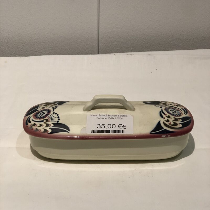 Nimy. Boite à brosse à dents Faïence. Début XXe