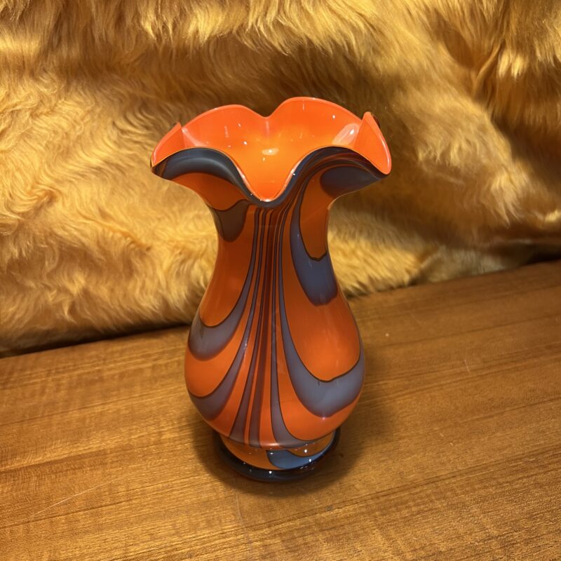 Vase verre moulé orange