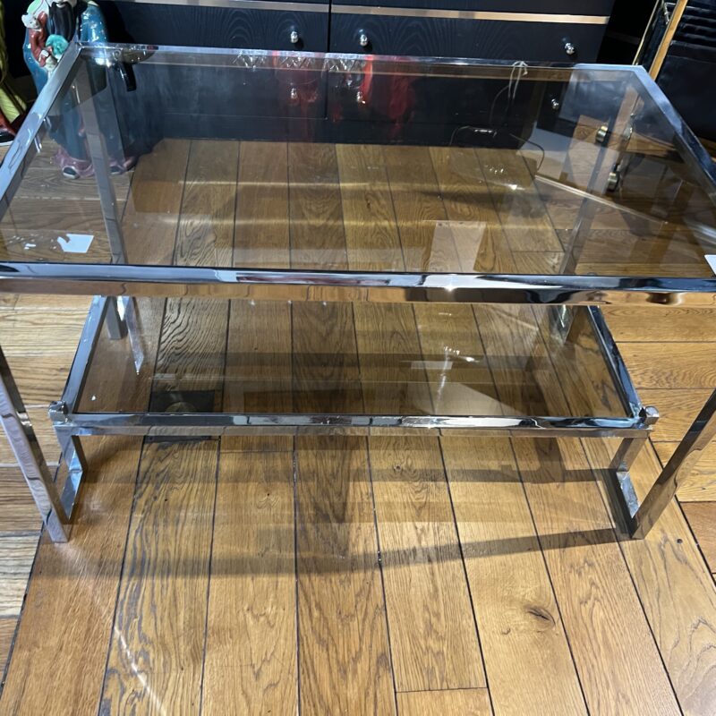 Table de salon verre et chrome