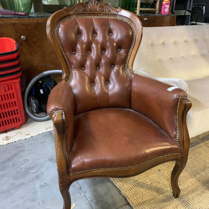 Fauteuil cuir brun