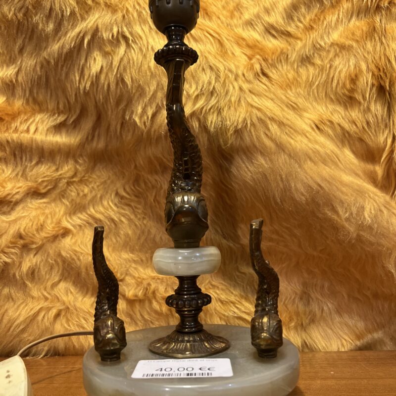 lampe métal doré et onyx