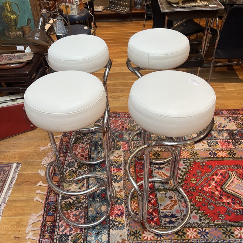 4 tabouret haut cuir blanc