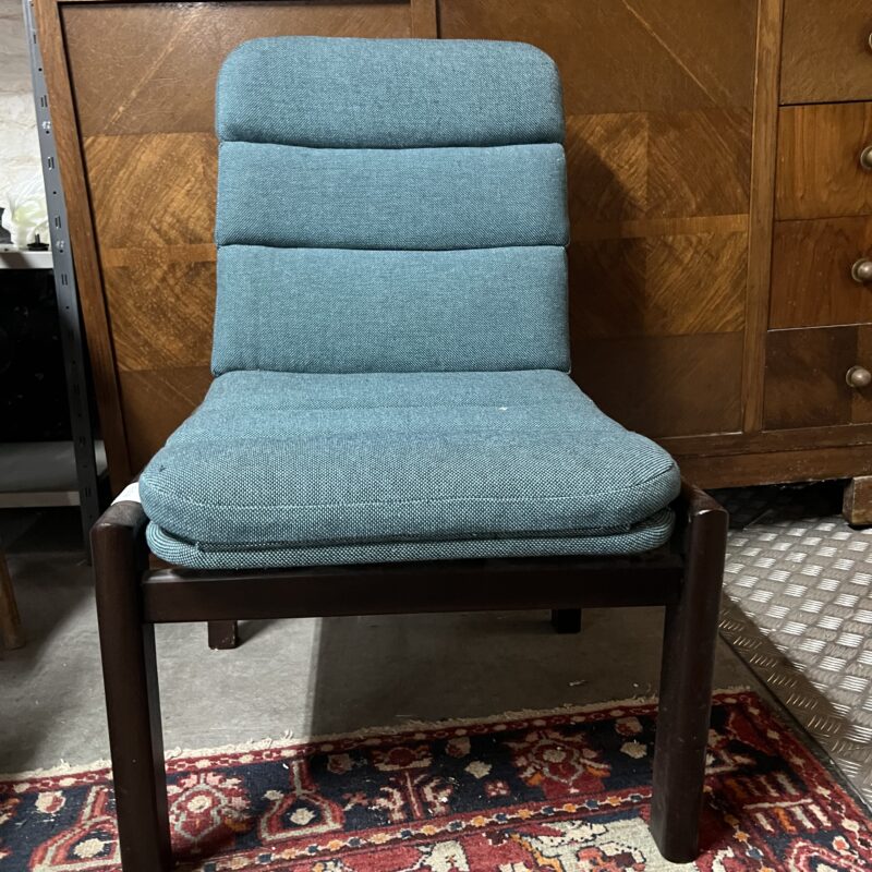 DN fauteuil tissu gris-bleu et bois