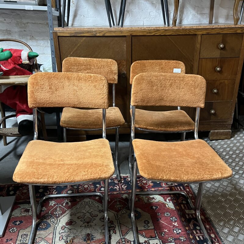 4 chaises métal tissu orange