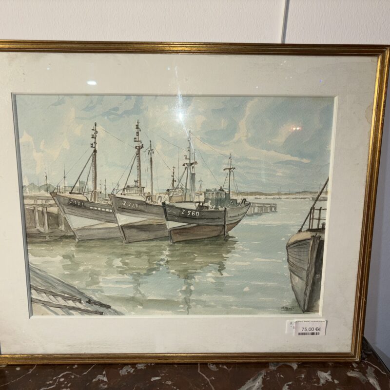 M Meert . Marine Aquarelle signée
