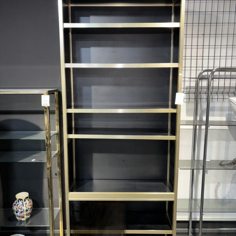 Bibliothèque noir chrome doré année 80 haute