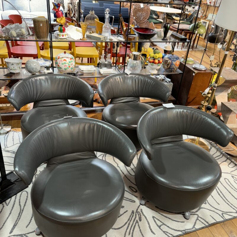 4 fauteuils pivotant Cassina cuir Biki