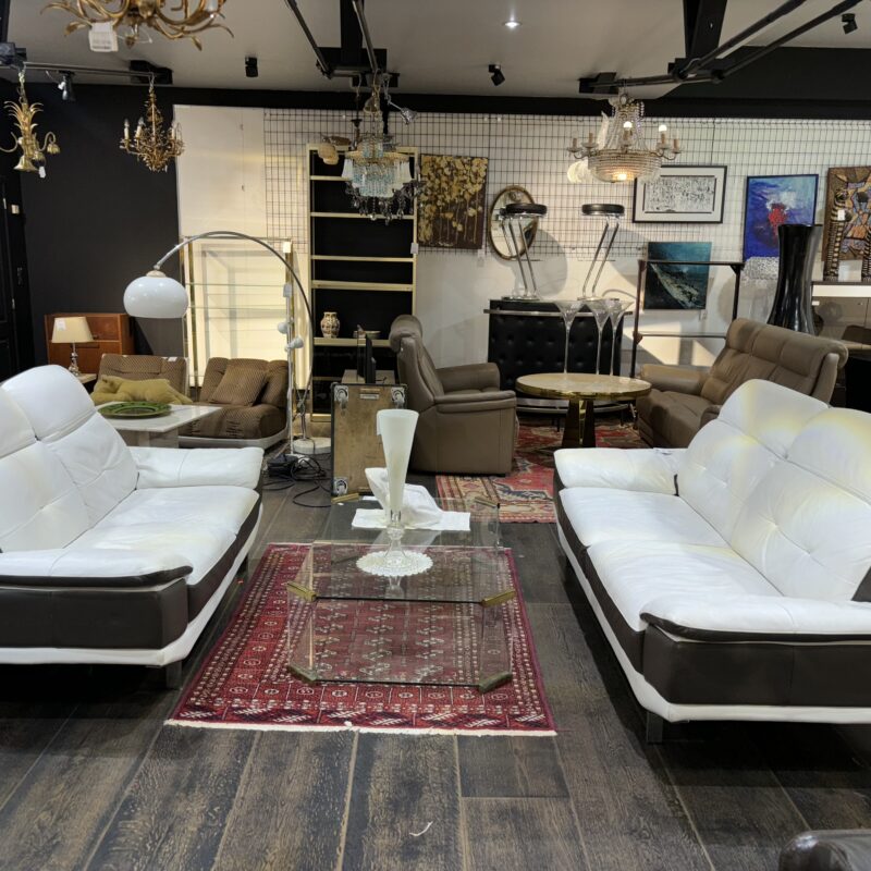 Salon cuir bicolore noir et blanc