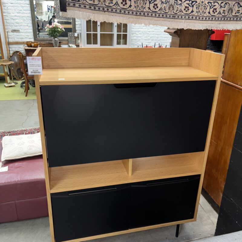 Secrétaire moderne bicolore noir chêne