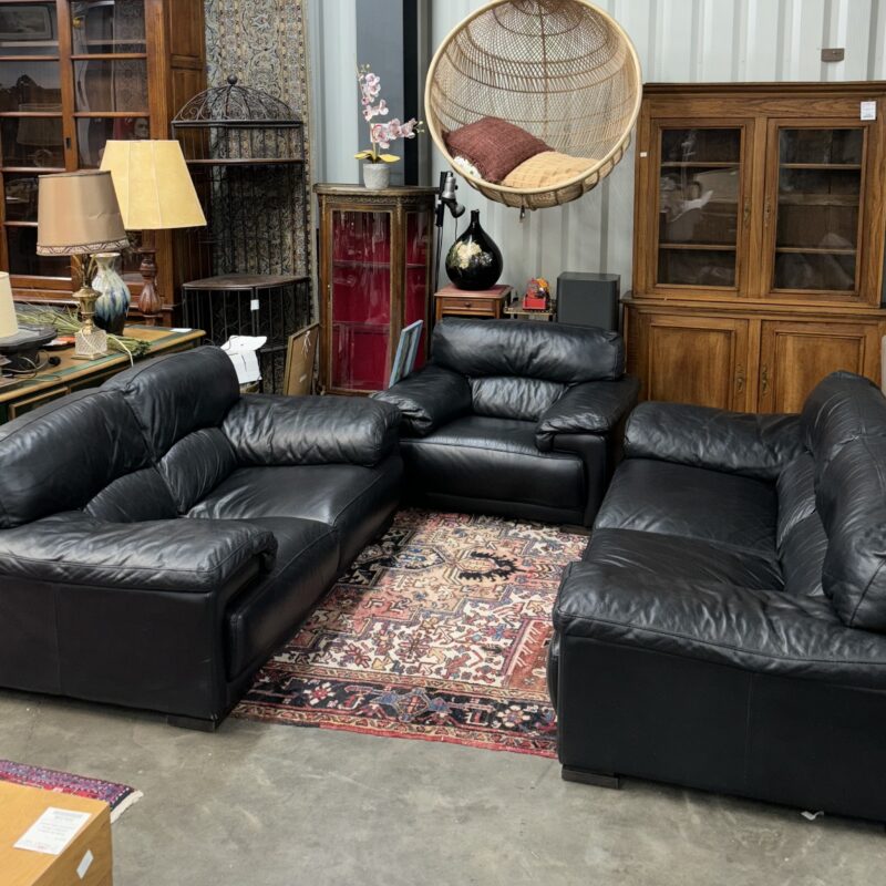 Canapé cuir noir 3 places 2 places 1 place
