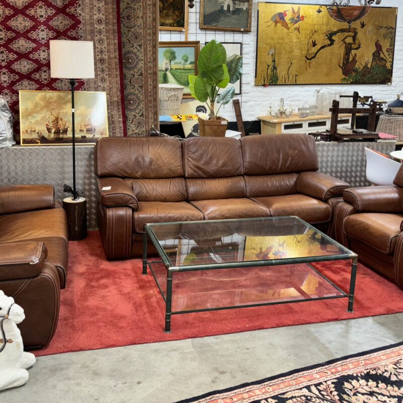 Canapé cuir brun buffle 3 places 2 place 1 place